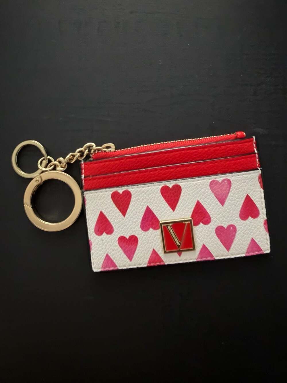 Victoria's Secret The Victoria Card Case Keychain in Mini Heart Print